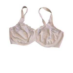 Lilyette Bra 40C Womens Plus Size Unlined Underwired White Lace Adjustable Strap